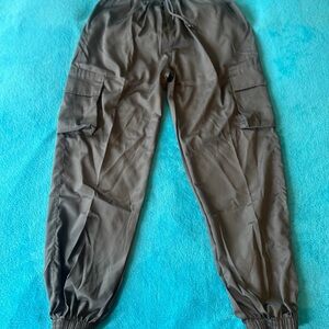 Men’s Drawstring Dark Grey Nylon Cargo Joggers 
Size Small